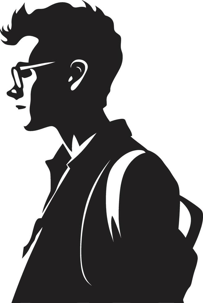 maschile padronanza grassetto nero logo icona per maschio studenti dinamico delineazione vettore nero simbolo di maschio alunno eccellenza