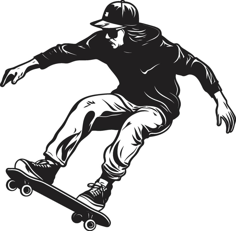 urbano elevazione dinamico vettore icona di un' uomo su un' skateboard nel nero brivido trasformatore nero logo design con un' andare con lo skateboard uomo