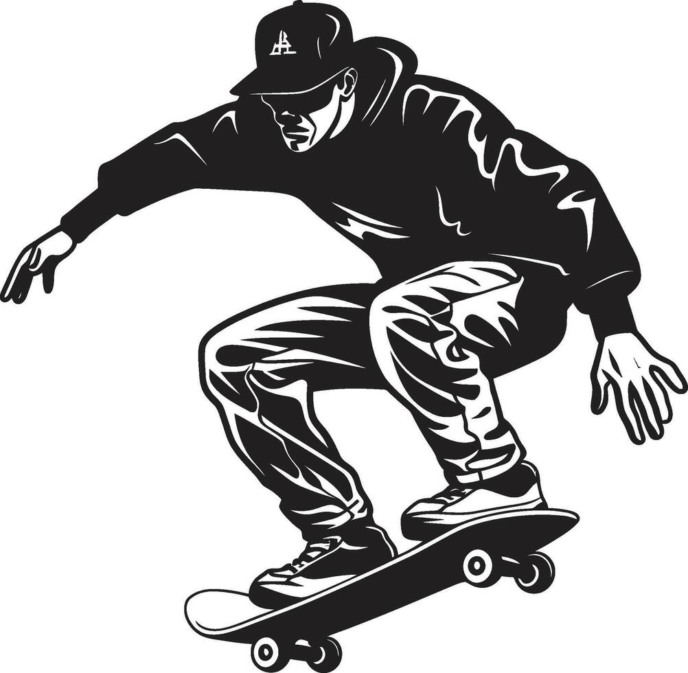 rotolamento rapsodia vettore nero simbolo esprimendo il melodia di equitazione skateboard sovranità nero logo design con un' equitazione monarca