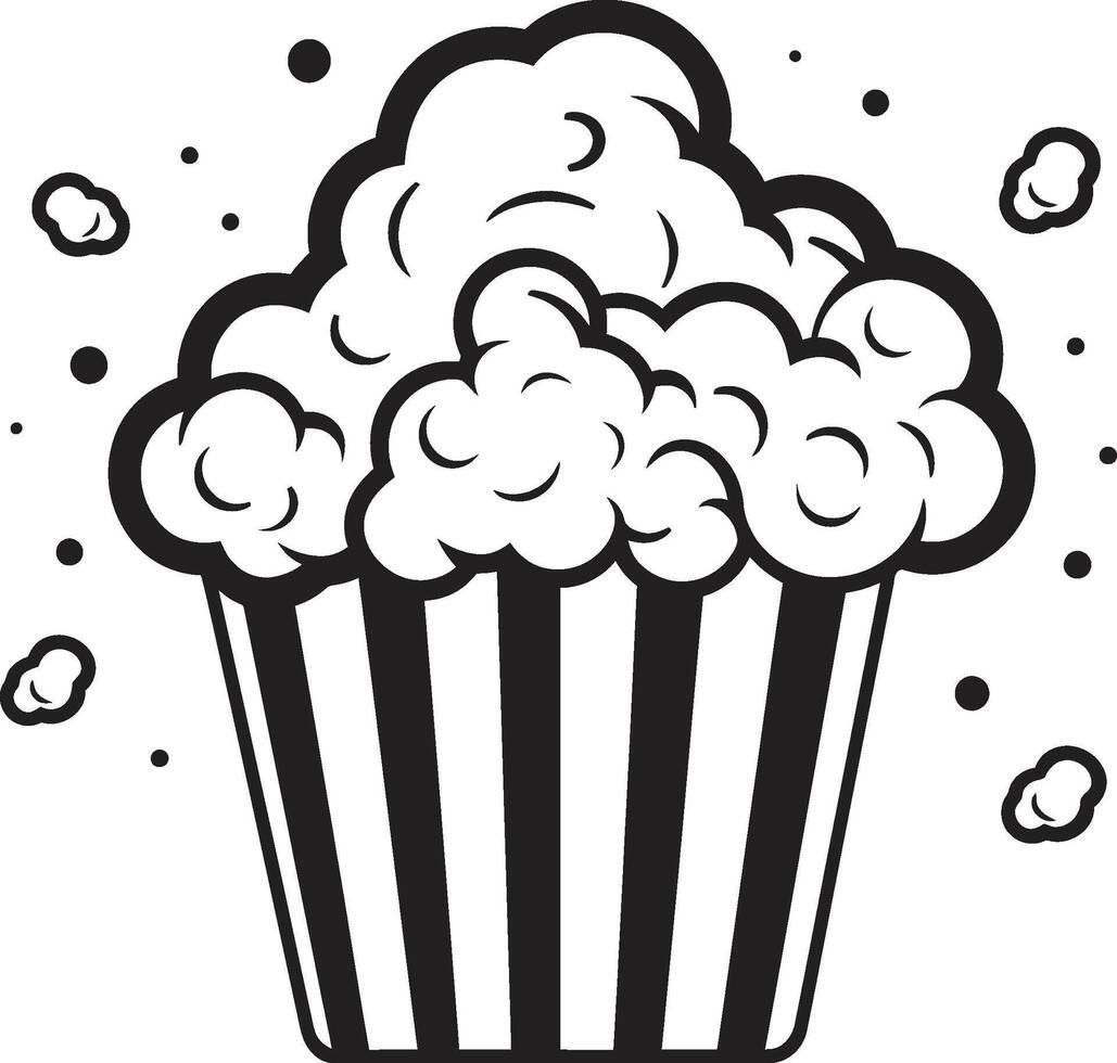 buongustaio allegria iconico nero simbolo festeggiare deluxe Popcorn merenda sincronia elegante nero logo design con Popcorn icona vettore