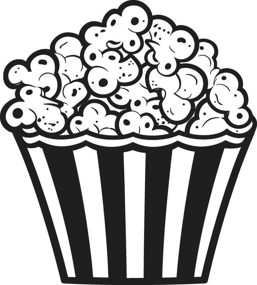 culinario abilità artistica elegante nero logo design con delizioso Popcorn nocciolo complimenti elegante icona simboleggiante premio nero logo Popcorn vettore