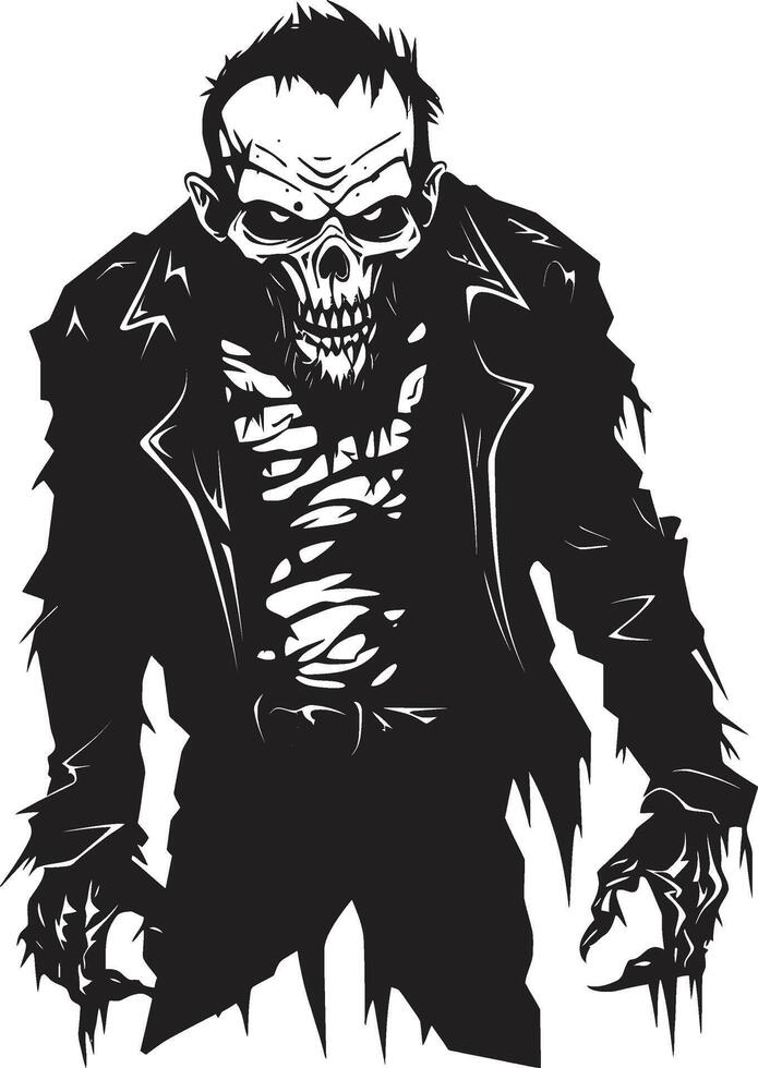 incubo necrosi nero logo design cattura il terrore di un' pauroso vecchio zombie macabro maestro vettore nero icona simboleggiante il orrore di un anziano zombie