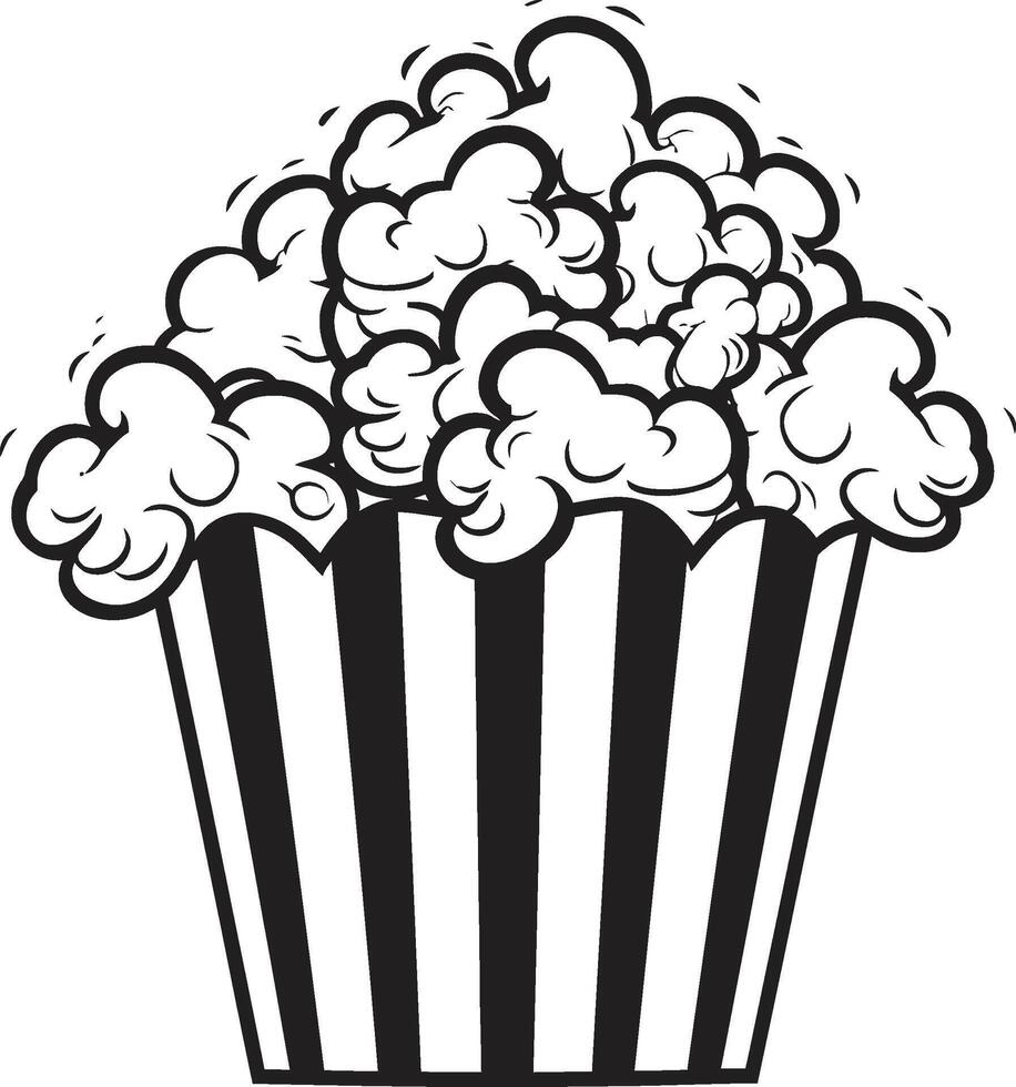 Popcorn panorama iconico nero simbolo per un squisito merenda buongustaio gratificazione elegante nero logo design con Popcorn icona vettore