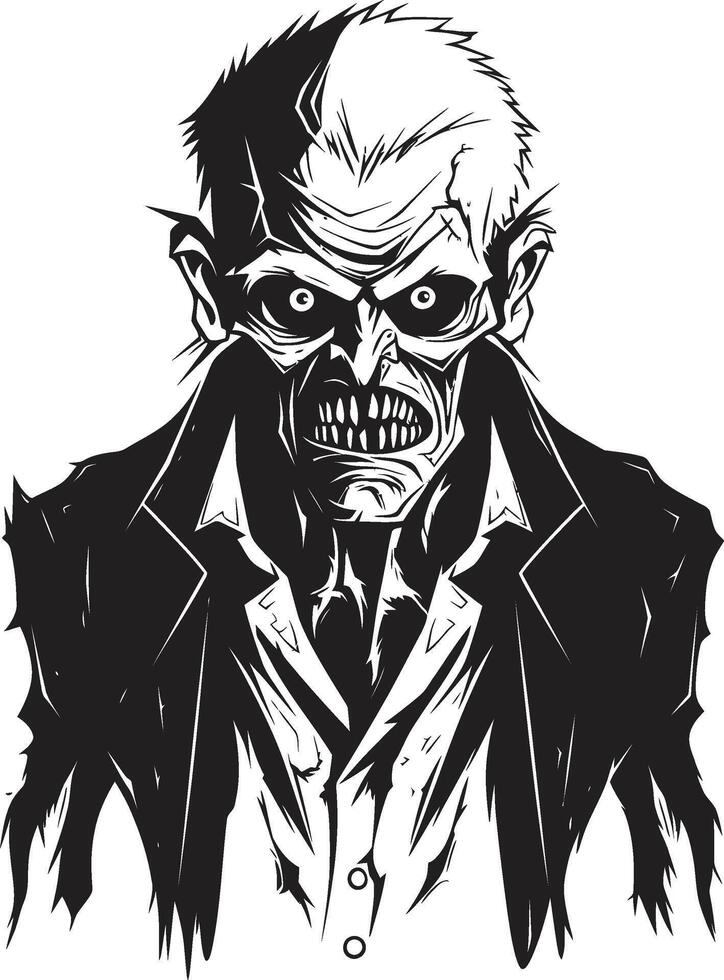 orribile nonno elegante simbolo di un' pauroso vecchio zombie nel nero cadaverico volto iconico vettore logo design con un' spaventoso anziano zombie