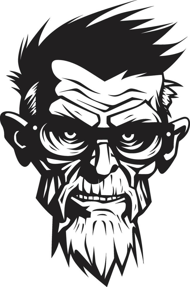 spettrale sire nero logo design con un' spaventoso vecchio zombie uomo icona zombie zeffiro iconico vettore simbolo esprimendo il spaventoso presenza di un' pauroso zombie nel nero