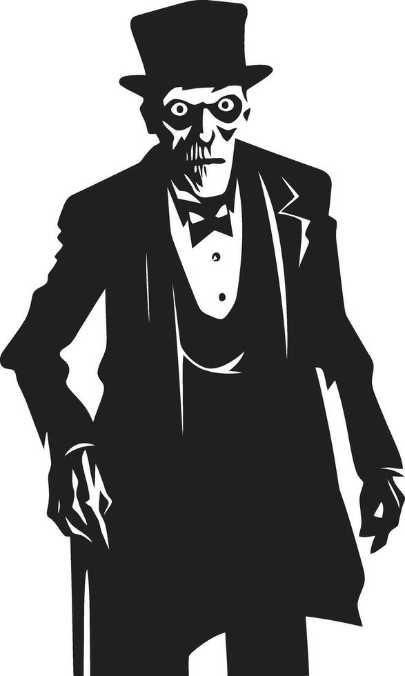 truce ghoul nero logo design con un' spaventoso zombie uomo icona zombie zenit iconico vettore simbolo cattura il terrore di un anziano zombie nel nero