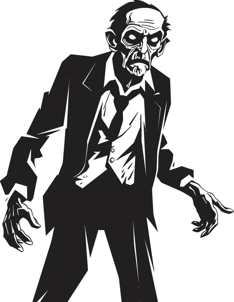 truce ghoul iconico vettore simbolo cattura il spaventoso presenza di un anziano zombie nel nero zombie zenit dinamico nero logo design con un' pauroso vecchio uomo