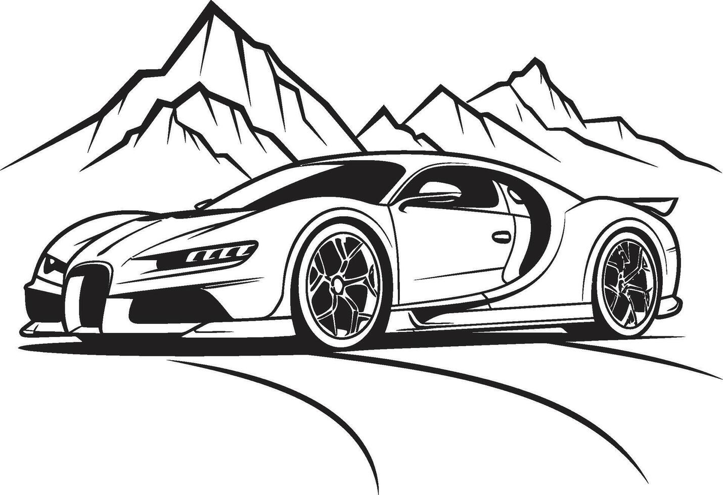 pinnacolo picco iconico simbolo di un' gli sport auto scalata nero montagna strade nel vettore epico elevazione nero logo design in mostra un' gli sport auto conquista alpino montagna itinerari