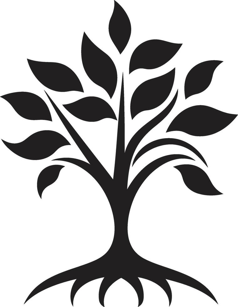 eco emblema vettore albero piantagione logo nel nero logo design sostenibile crescita iconico nero simbolo di albero piantagione