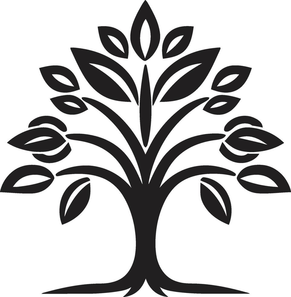 bosco armonia dinamico nero icona per albero piantagione logo design eco emblema vettore albero piantagione logo nel nero logo design