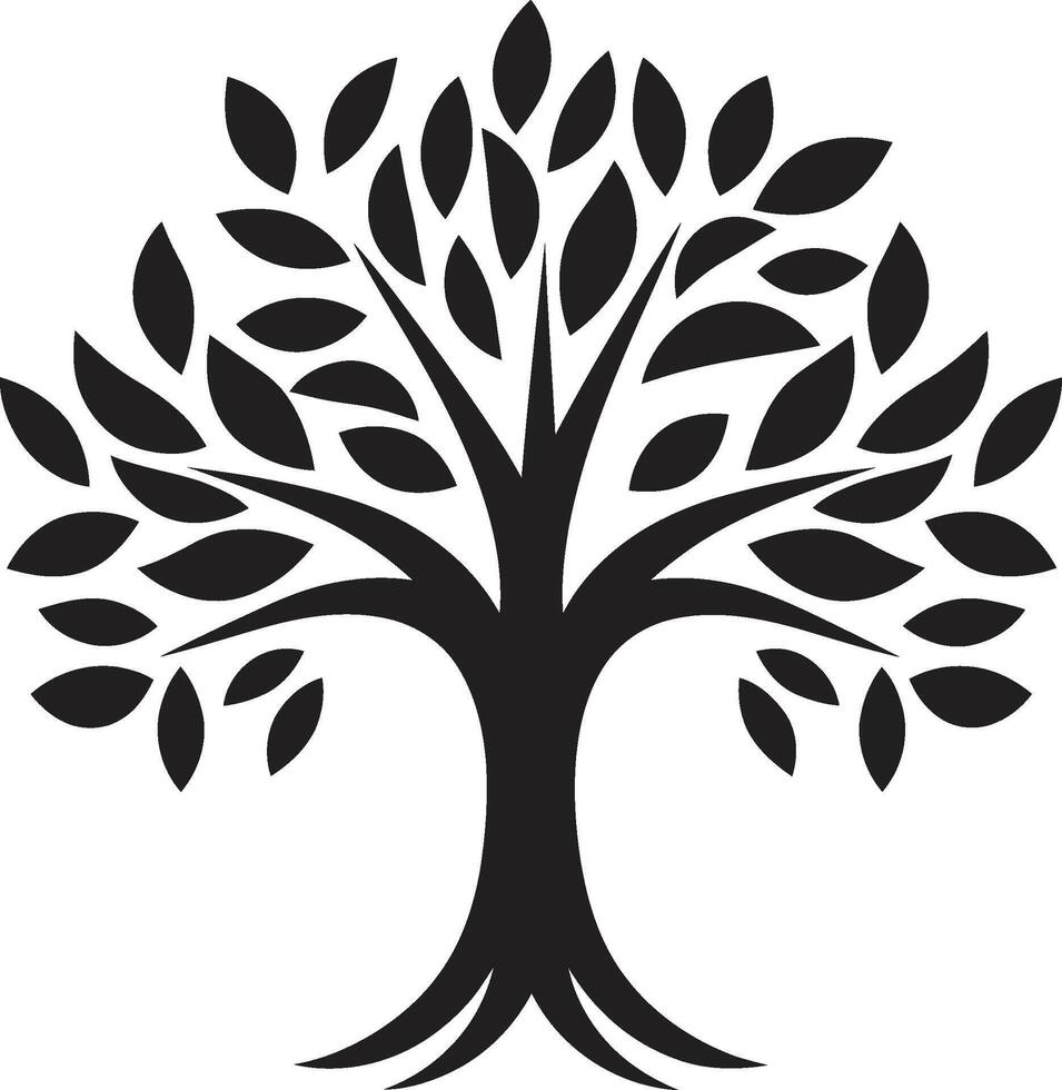 bosco armonia dinamico nero icona per albero piantagione logo design eco emblema vettore albero piantagione logo nel nero logo design