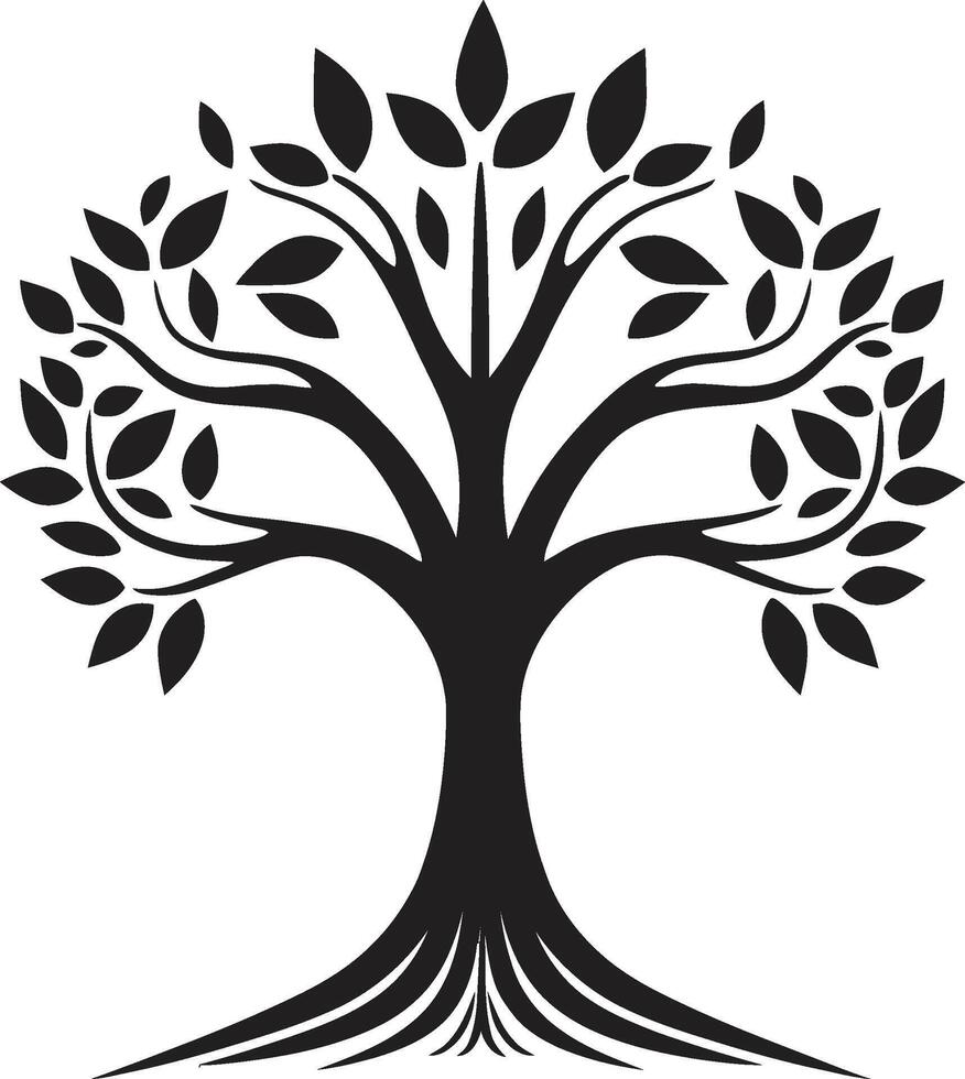 eco emblema vettore albero piantagione logo nel nero logo design sostenibile crescita iconico nero simbolo di albero piantagione