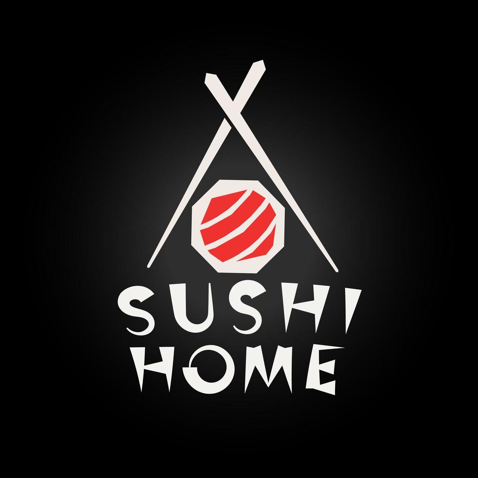 concetto di logo di sushi, modello di logo del ristorante di cibo giapponese. stile di disegno geometrico semplice. illustrazione vettoriale isolato