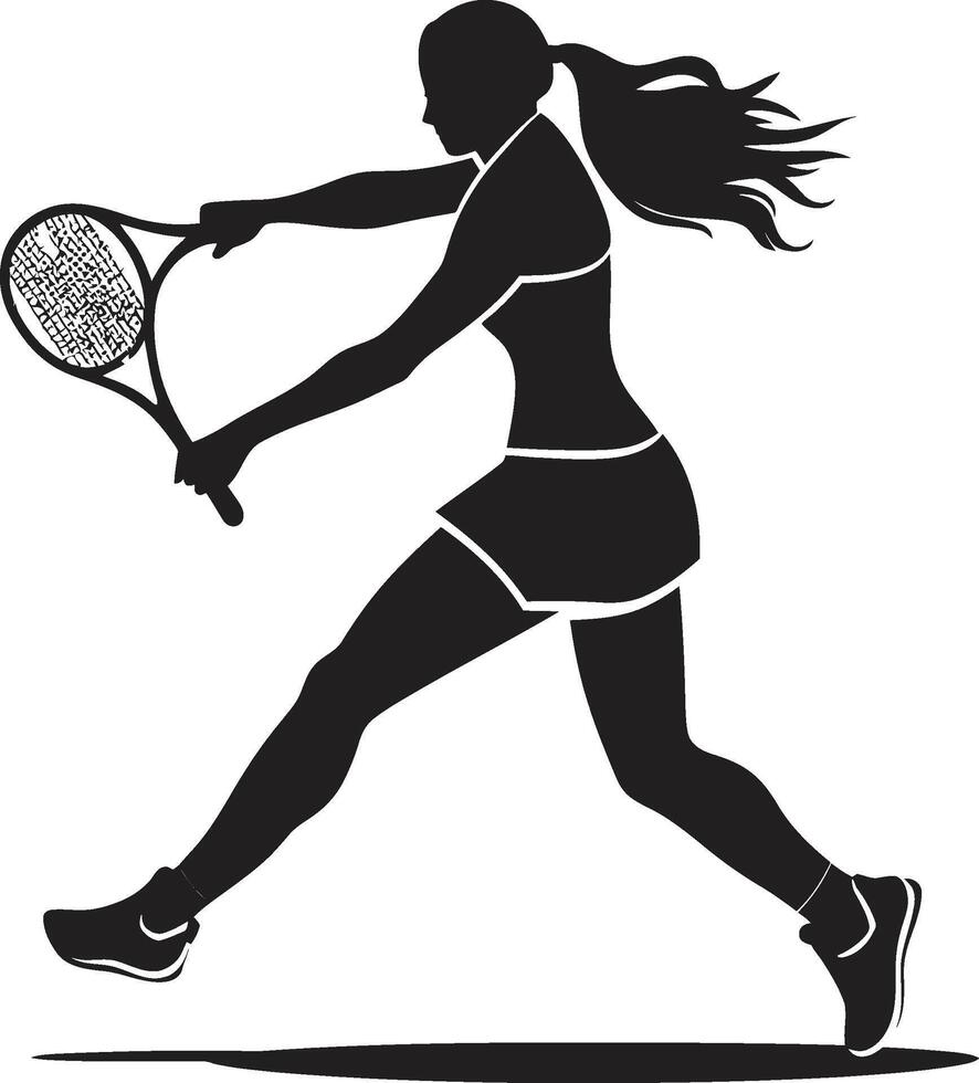elegante essenza vettore logo per sofisticato tennis Giocatori energia e equilibrio femmina tennis campione vettore icona