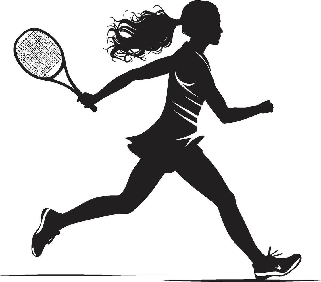 energia e equilibrio femmina tennis campione vettore icona racchetta splendore vettore design per brillante tennis