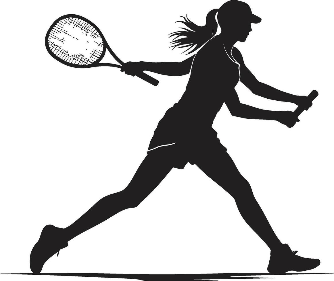 dinamico trattino vettore logo per agile femmina tennis Giocatori distruggere serenità tennis giocatore logo nel tranquillo vettore