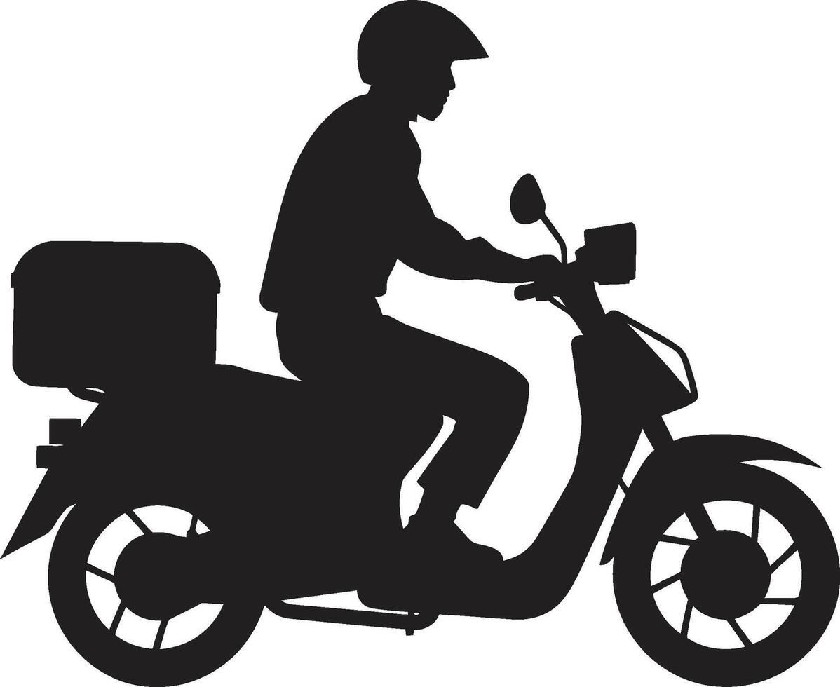 Presto byte Corriere vettore logo per veloce scooter cibo consegna farsi più in là n servire velocista vettore design per scooter cibo consegna
