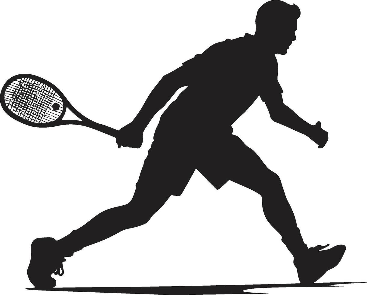 netto ninja distintivo tennis giocatore vettore icona per precisione giochi racchetta ritmo cresta maschio tennis giocatore logo per dinamico prestazione