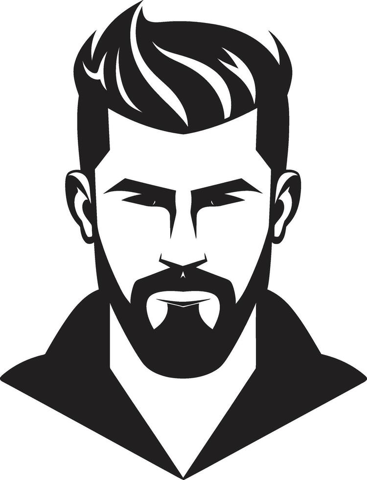 Impressionante simmetria insegne vettore logo per equilibrato maschio viso illustrazione contemporaneo carisma distintivo maschio viso icona nel moderno artistico modulo