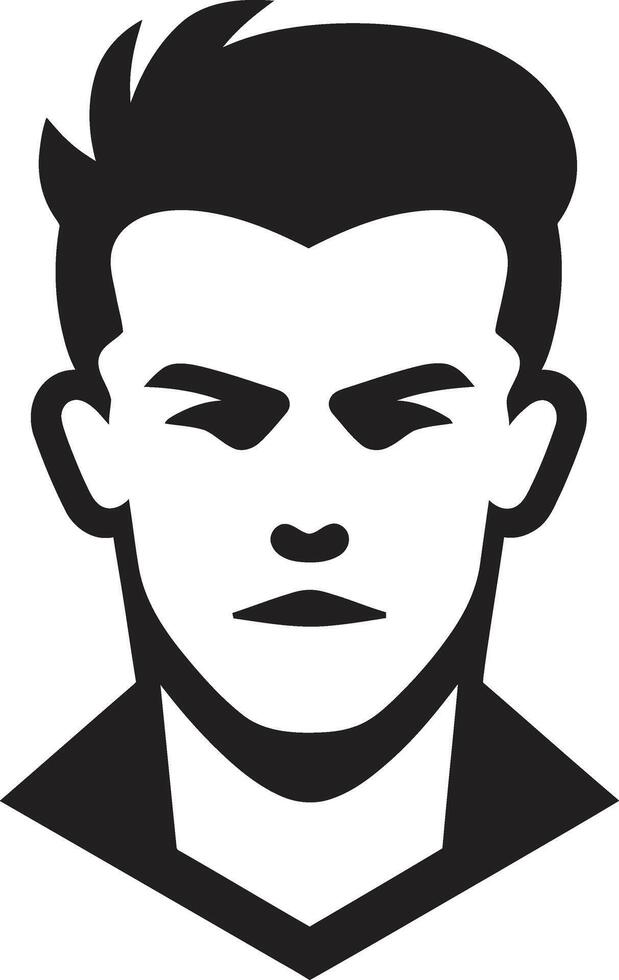 contemporaneo fiducia distintivo maschio viso vettore icona con grassetto presenza cesellato fascino cresta vettore design per attraente maschio viso logo