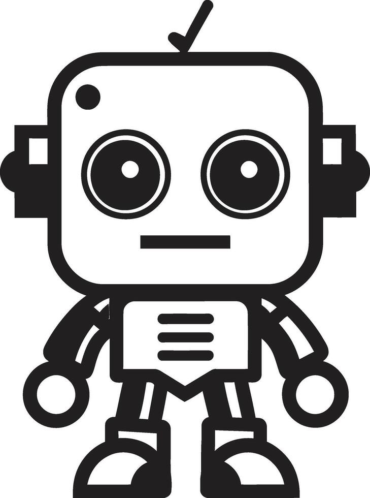 mini mech meraviglia insegne carino robot chatbot icona per colloquiale fascino pinta dimensioni amico cresta piccolo e carino robot logo nel compatto design vettore