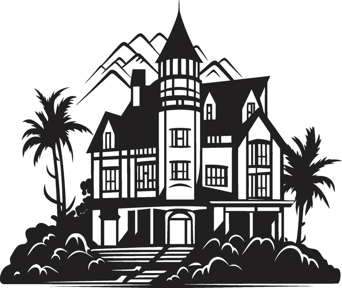 contemporaneo fascino distintivo panoramico Visualizza logo di un' moderno villa architettonico meraviglia insegne moderno villa logo per esclusivo il branding vettore