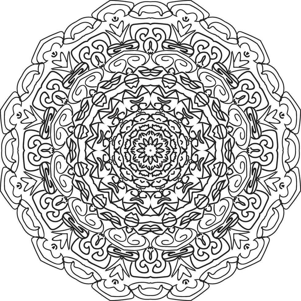 motivo circolare a forma di mandala per henné, mehndi, tatuaggio, decorazione. ornamento decorativo in stile etnico orientale. pagina del libro da colorare. vettore