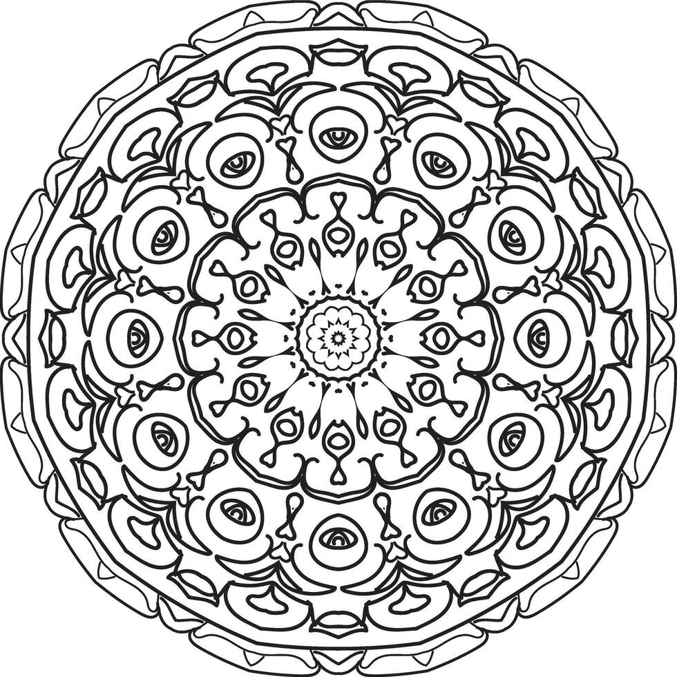 motivo circolare a forma di mandala per henné, mehndi, tatuaggio, decorazione. ornamento decorativo in stile etnico orientale. pagina del libro da colorare. vettore