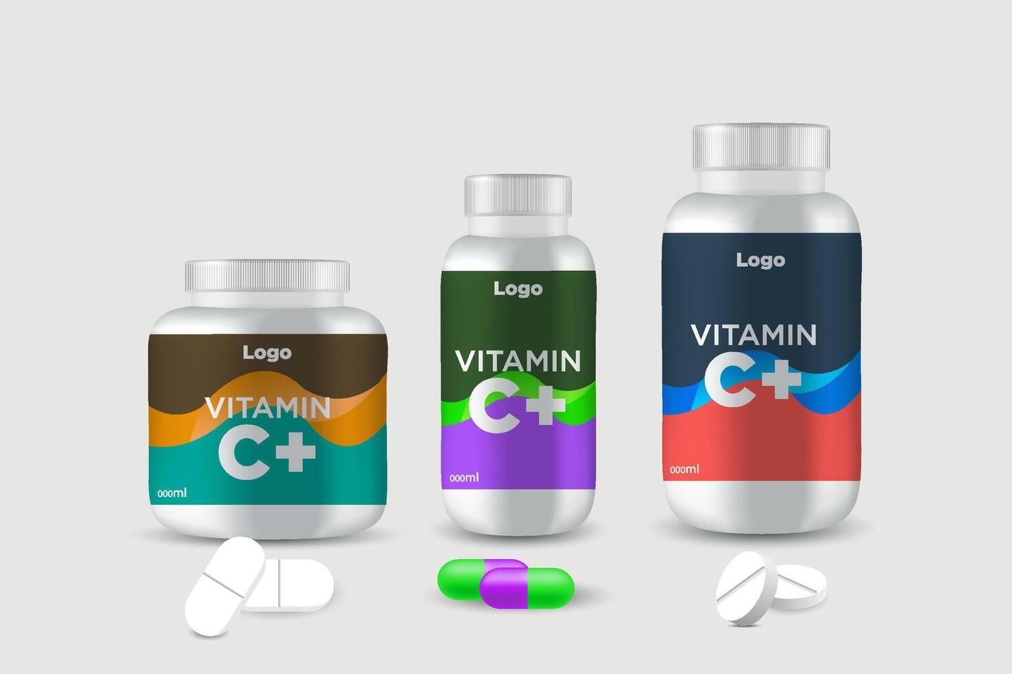 etichetta modello supplemento vitamina etichetta bottiglia etichetta confezione design creativo e moderno design con Multi vitamina naturale vettore medicina etichetta.