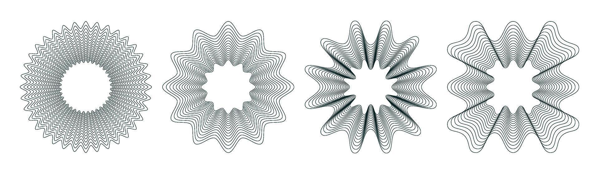 spirografi nel vario le forme. vettore spirografo modello telaio