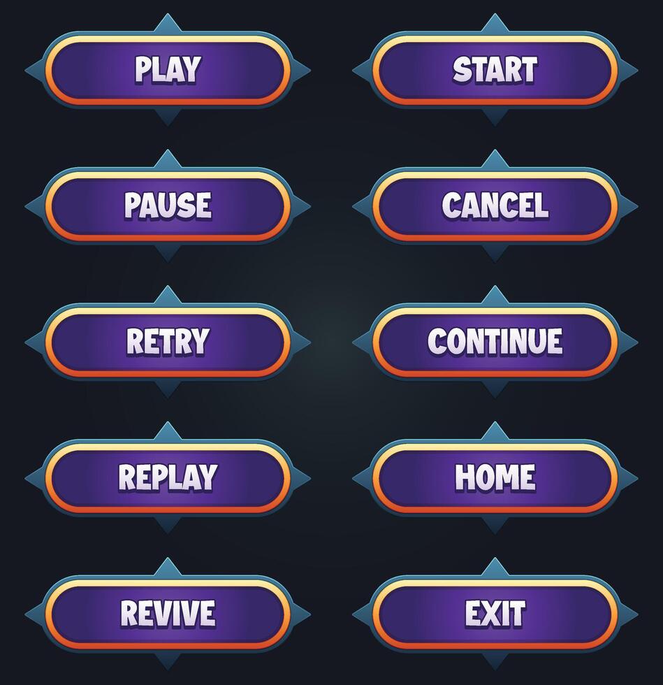 gioco ui impostato di viola pulsanti con modificabile testo effetto gui per costruire 2d Giochi gioco pulsanti kit vettore