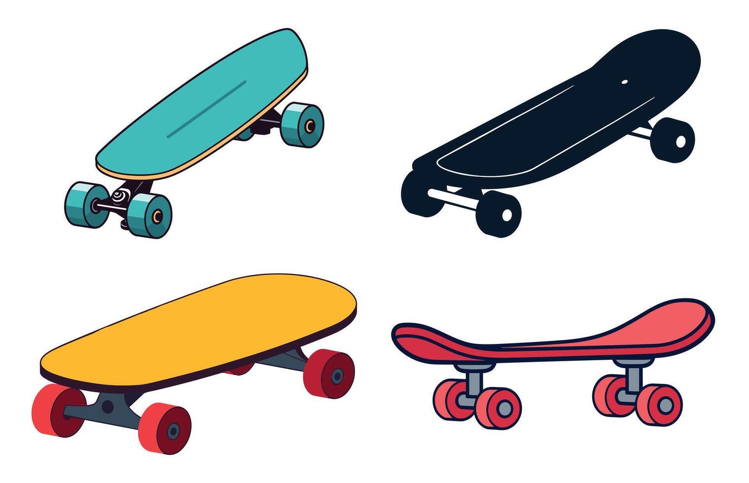 skateboard icona colore vettore impostare, skateboard sport illustrazione