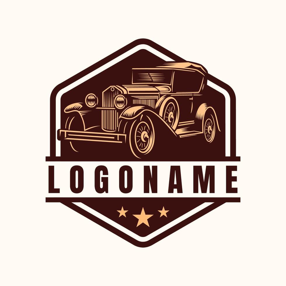 Vintage ▾ auto logo modello, retrò auto vettore illustrazione