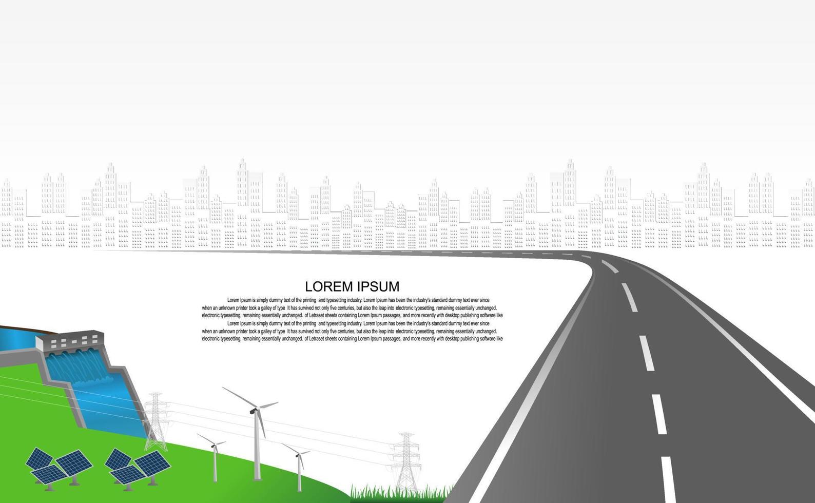 sistema di generazione di energia energia pulita rinnovabile dalla natura, come l'energia eolica, solare, idrica, può essere utilizzata per produrre elettricità. modello di vettore infografica timeline delle operazioni aziendali con bandiere