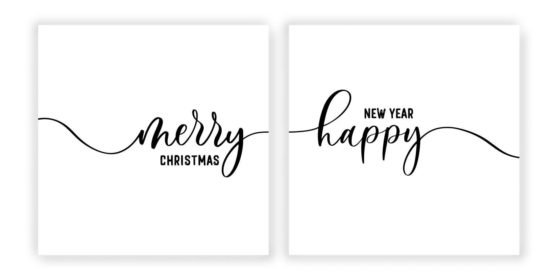 buon Natale Felice Anno Nuovo. modello di scheda di progettazione di lettere calligrafiche. tipografia creativa per poster regalo di auguri per le vacanze. vettore