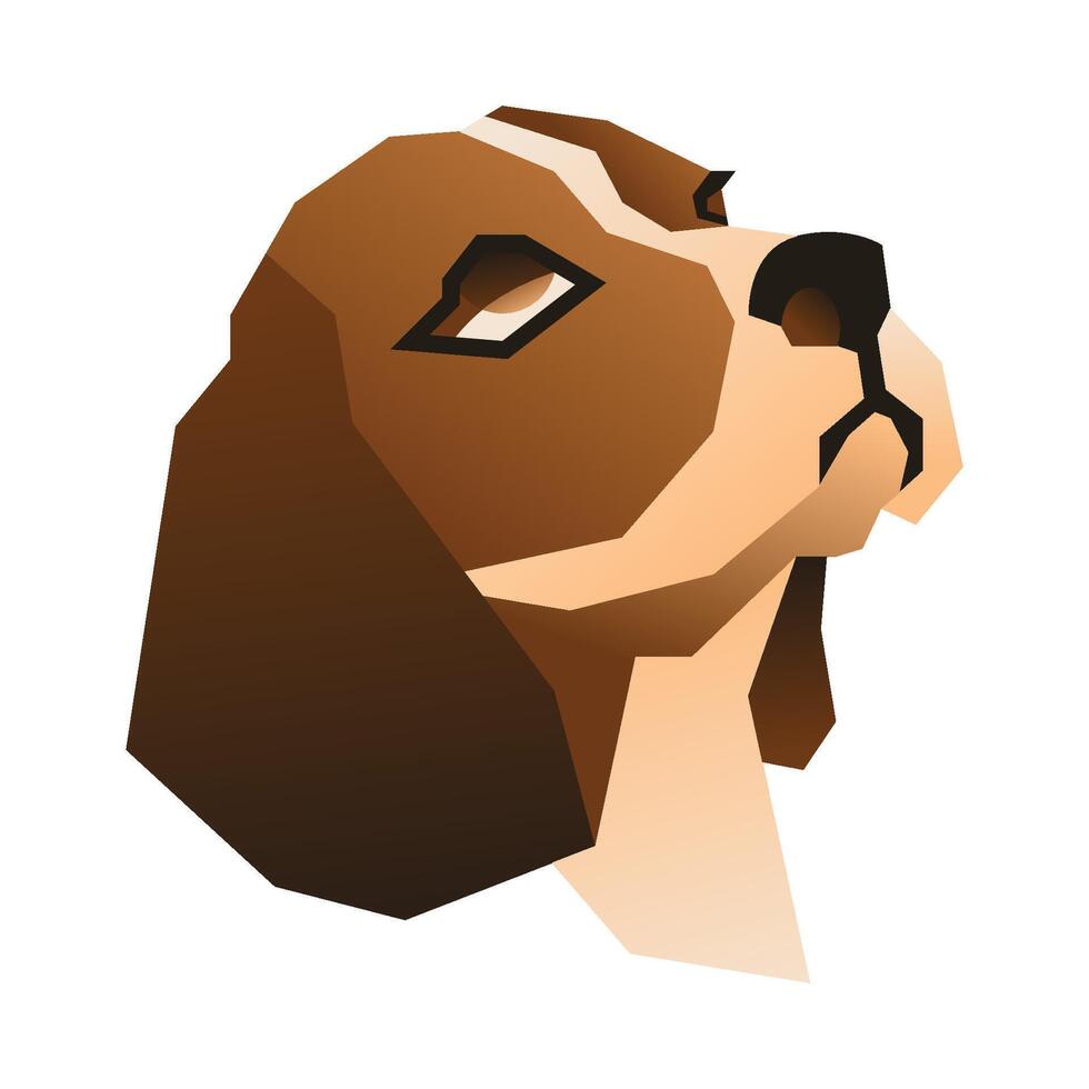 beagle cane testa nel Basso poli o geometrico astratto stile vettore