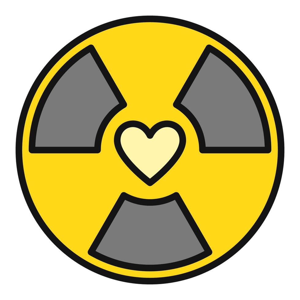 radiazione simbolo con cuore vettore radioattivo colorato icona o cartello