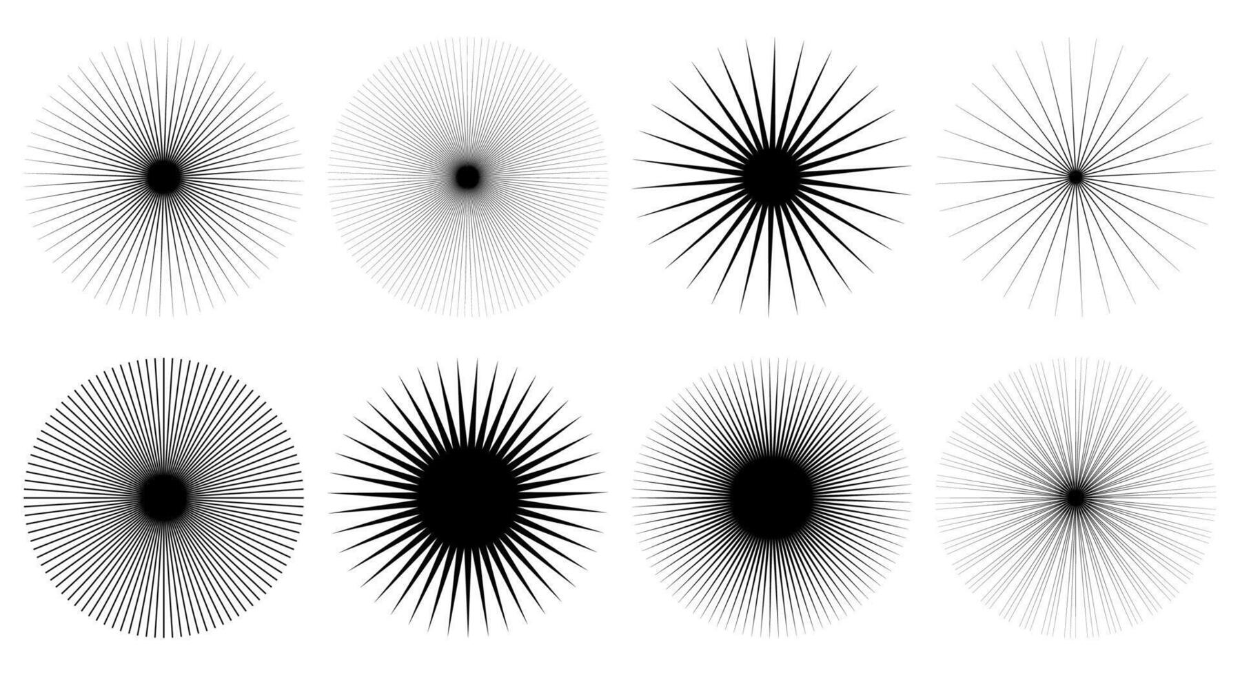 nero mezzitoni stella veloce forme impostare. impostato di esplosione di stelle, sunburst icone su un' bianca sfondo. vettore