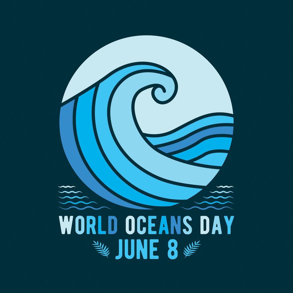 mondo oceani giorno giugno 8, vettore illustrazione design