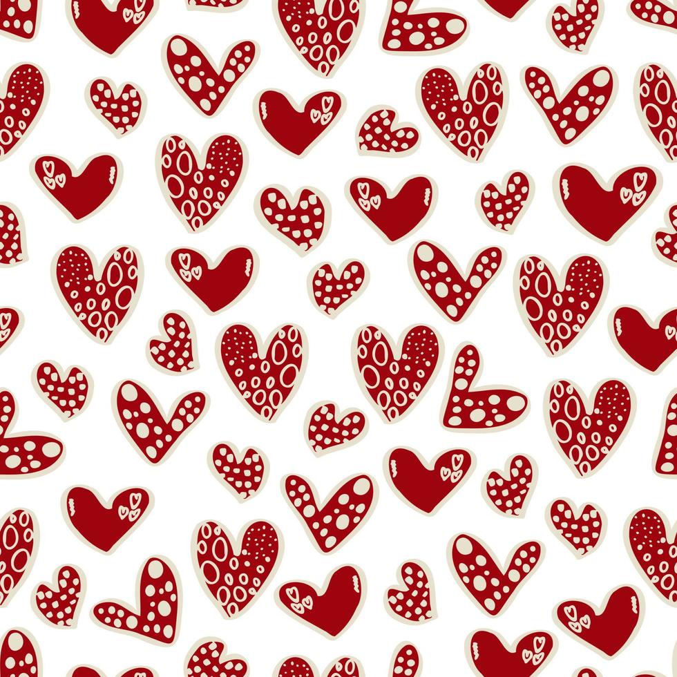 Reticolo senza giunte dei cuori con San Valentino 14 febbraio. sfondo per inviti, carta da parati, carta da regalo e scrapbooking vettore