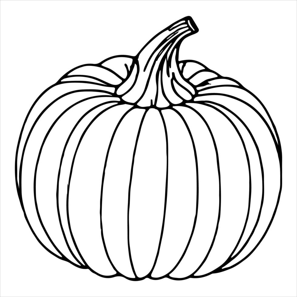 ai generato continuo uno nero linea disegno di zucca Halloween autunno raccogliere schema schizzo scarabocchio per colorazione vettore su bianca sfondo