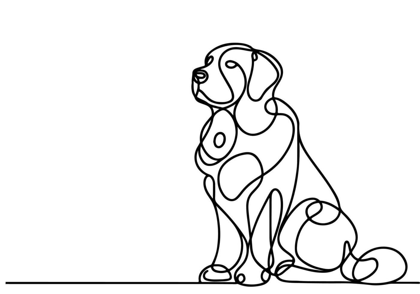ai generato continuo uno nero linea disegno di cane schema scarabocchio vettore illustrazione su bianca sfondo