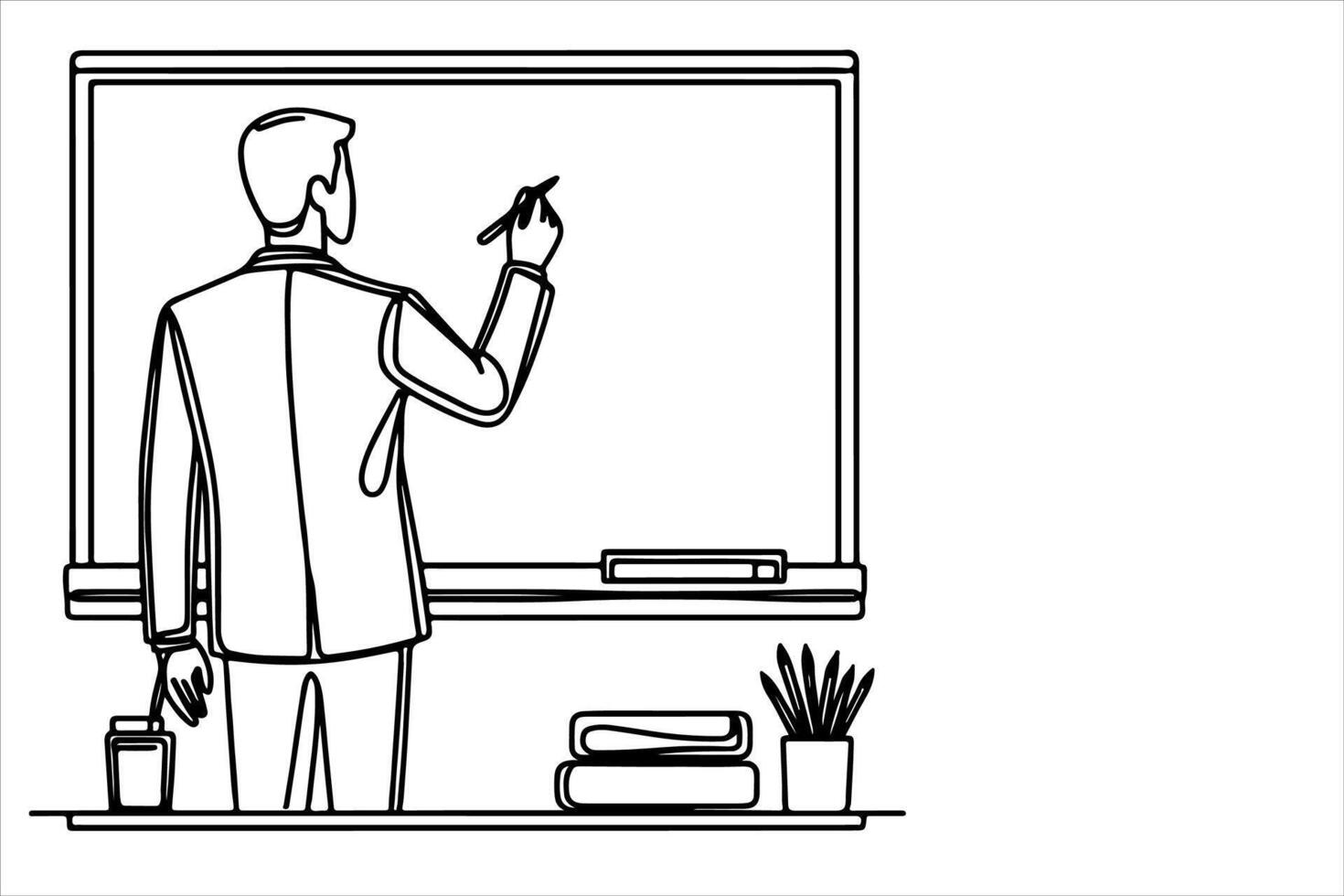 ai generato mano disegno nero linea di contento insegnante giorno scuola concetto vettore isolato su bianca sfondo