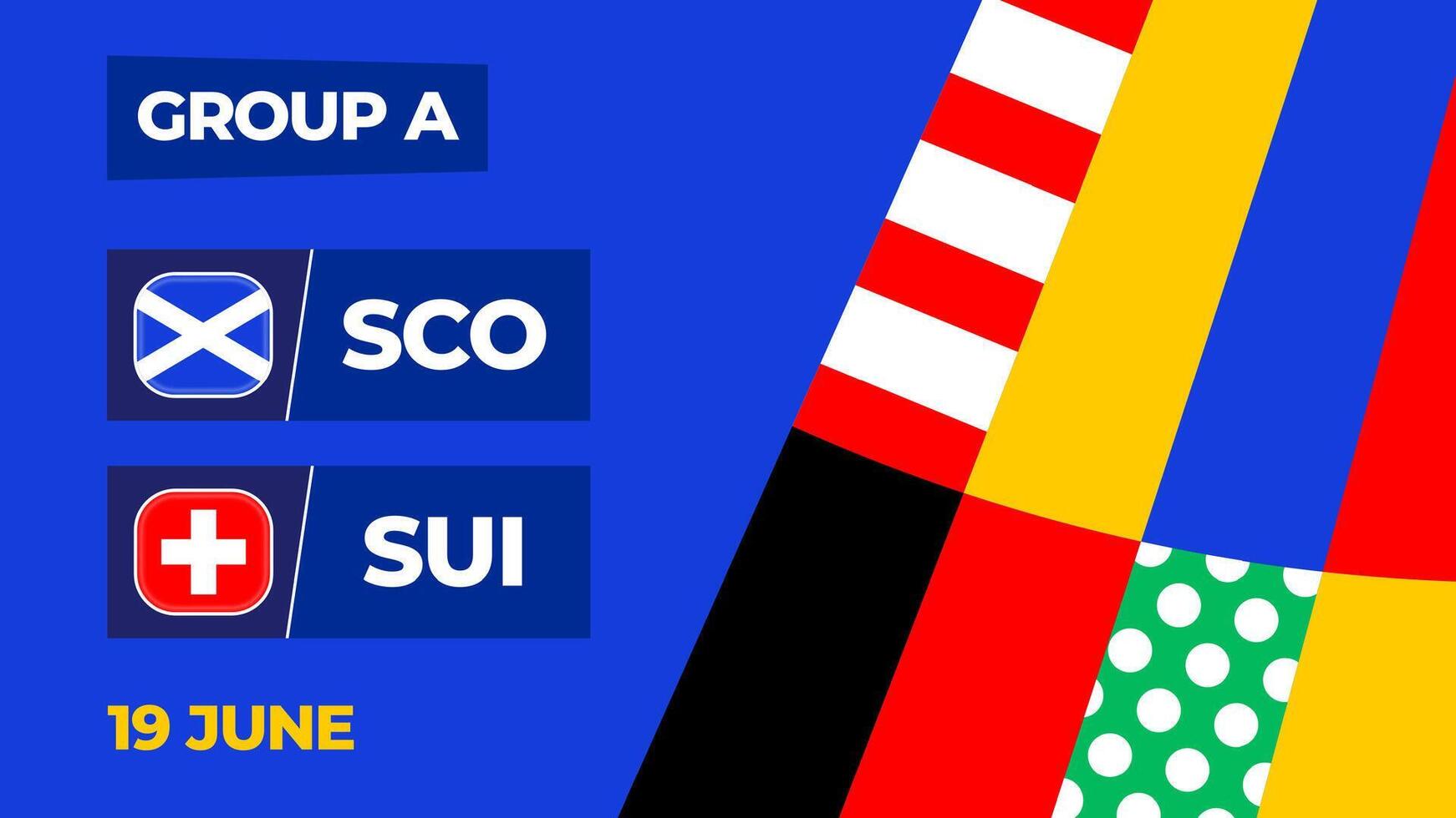 Scozia vs Svizzera calcio 2024 incontro contro. 2024 gruppo palcoscenico campionato incontro contro squadre intro sport sfondo, campionato concorrenza vettore