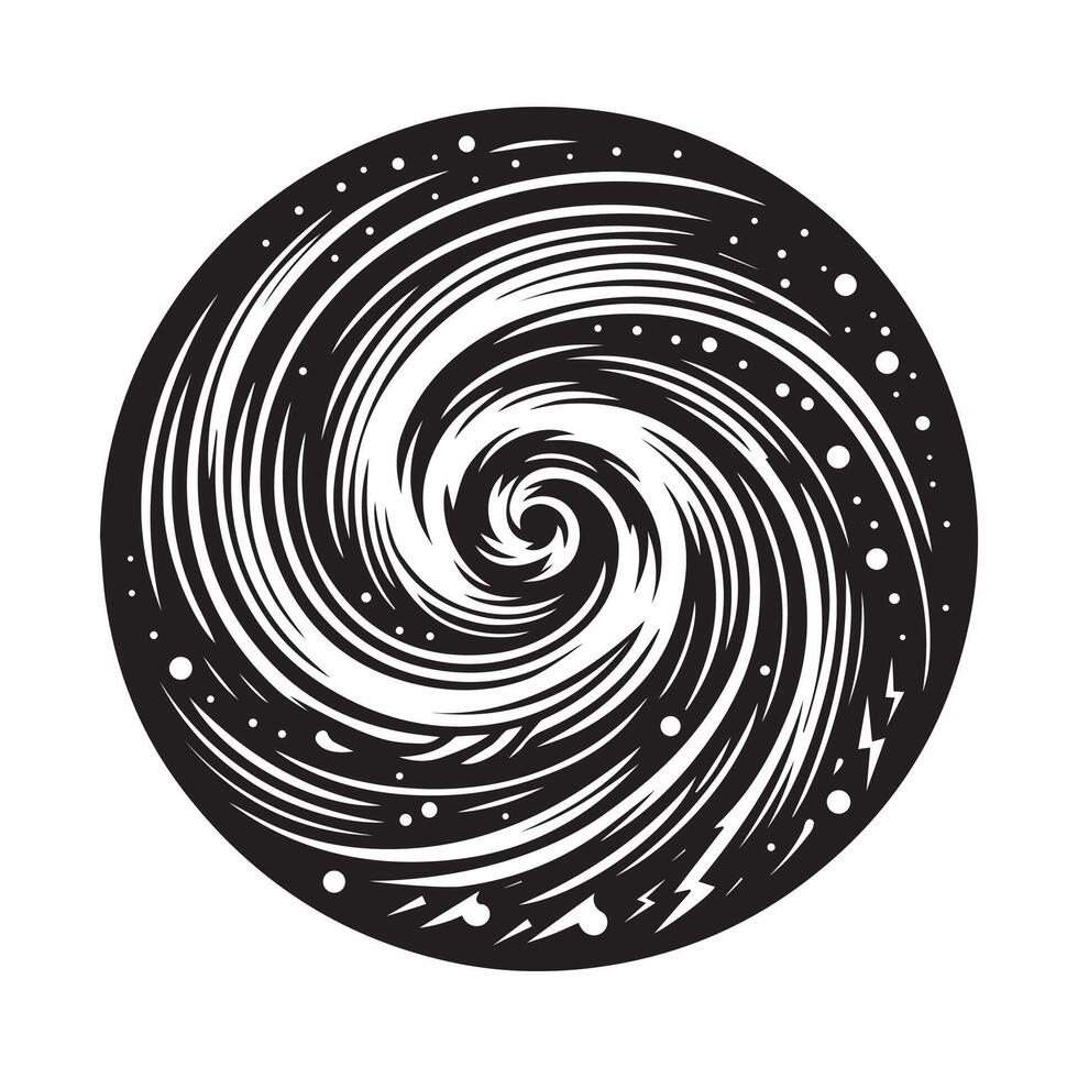un' nero e bianca disegno di un' spirale con un' spirale su esso vettore