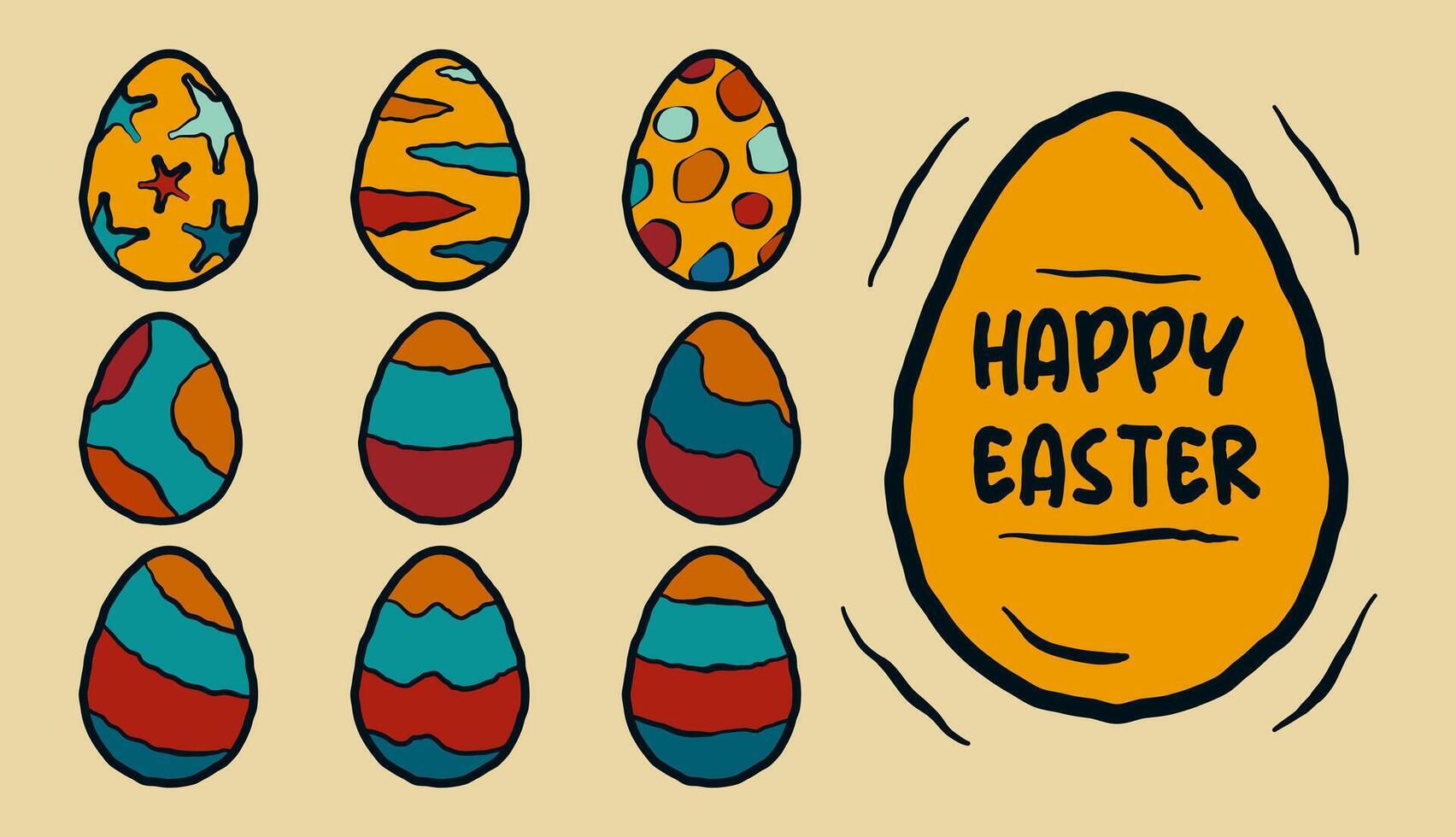 Pasqua uova mano disegnato impostato vettore per striscione, carte, manifesto, e coperchio. contento Pasqua.