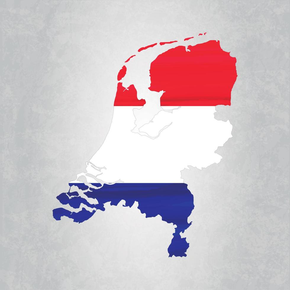 mappa dei Paesi Bassi con bandiera vettore