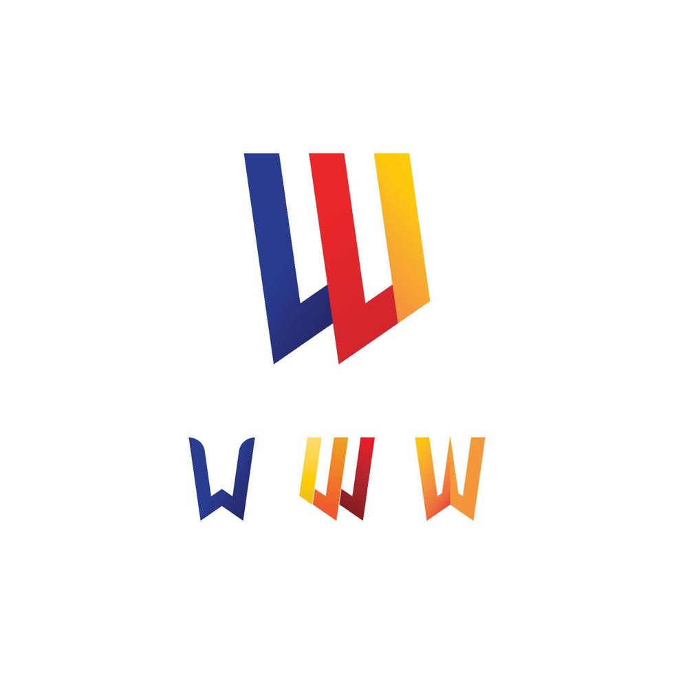 w lettera e font logo modello disegno vettoriale