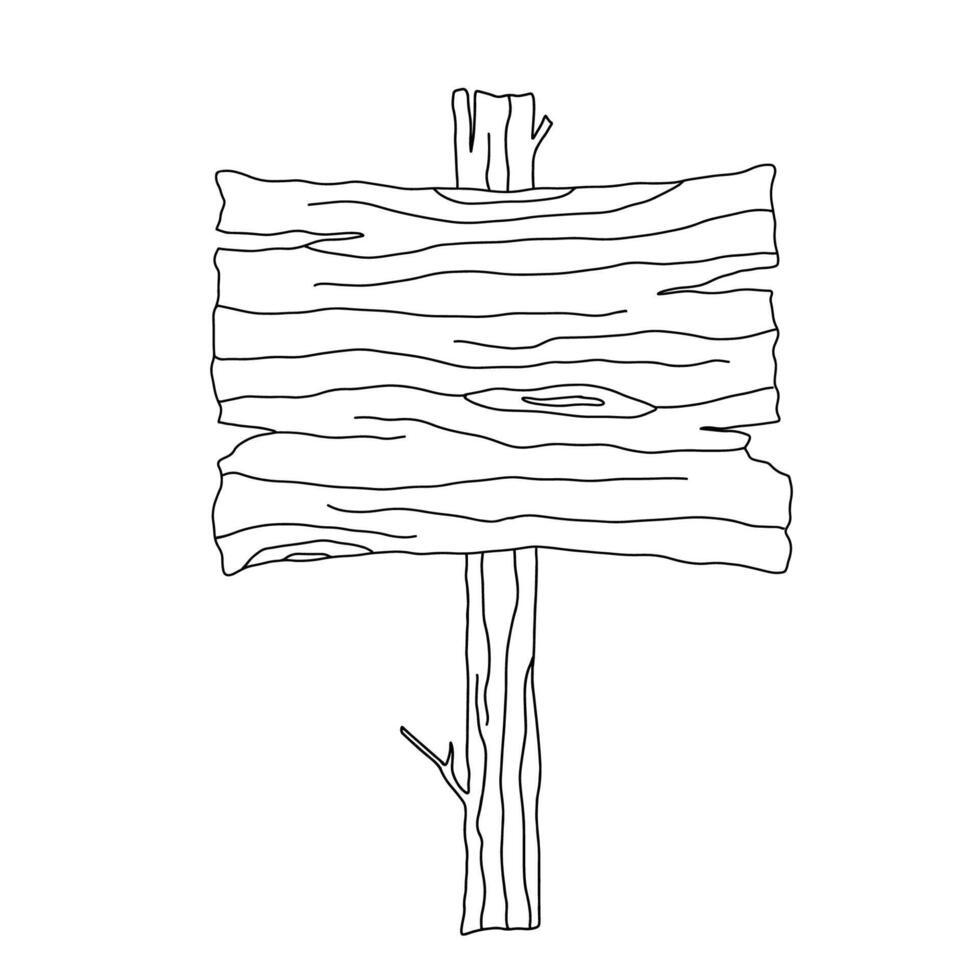 di legno pannello con struttura su albero. monocromatico illustrazione isolato su bianca. vettore