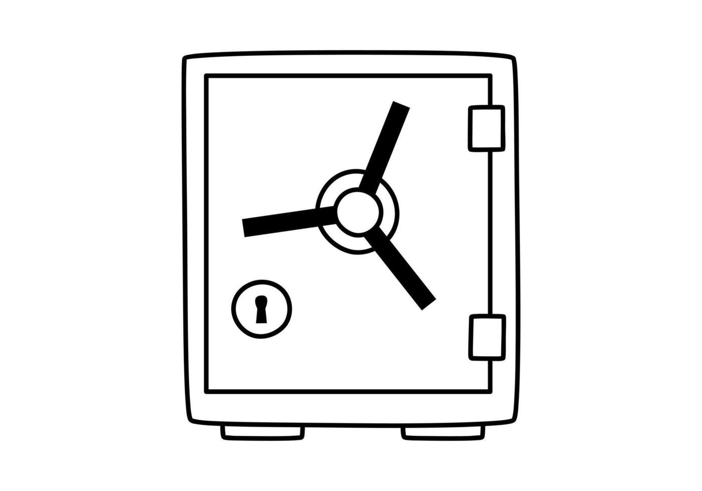 mano disegnato carino schema illustrazione di chiuso sicuro. piatto cassaforte etichetta nel linea arte scarabocchio stile. sicurezza icona. affidabilità e fiducia nel bancario. sicurezza sistema. isolato. vettore